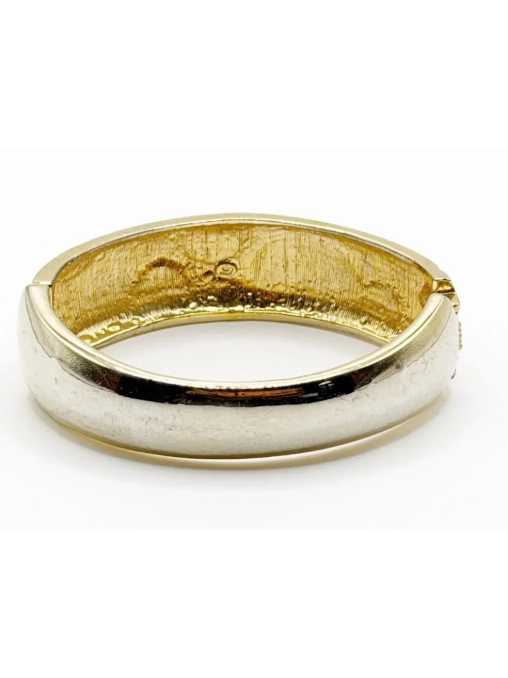 Red Enamel & Rhinestone Goldtone Clamper‎  Bracelet
